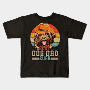 Vintage Best Dog Dad Ever Retro Headband Funny Father's Day Kids T-Shirt